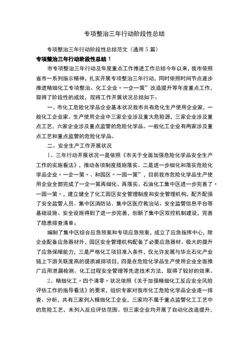 专项整治三年行动阶段性总结范文(通用5篇)