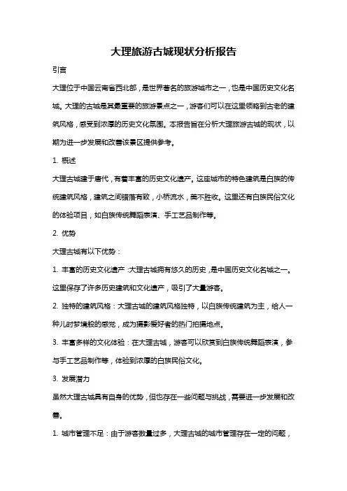 大理旅游古城现状分析报告