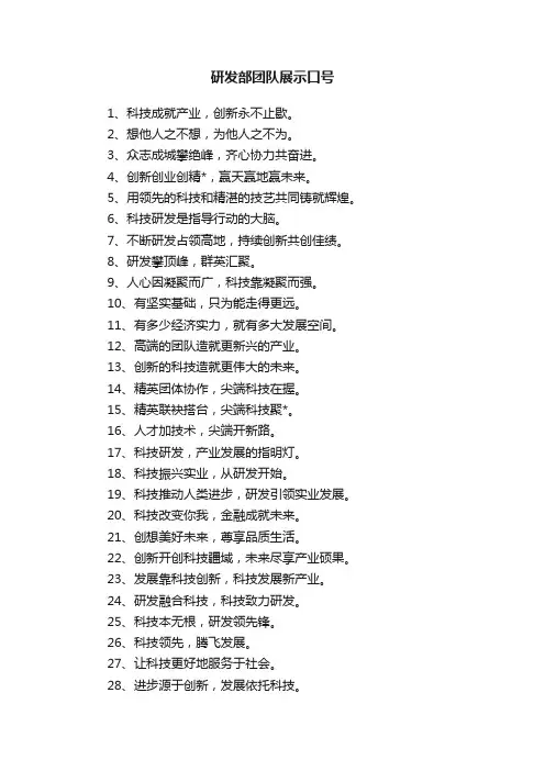研发部团队展示口号
