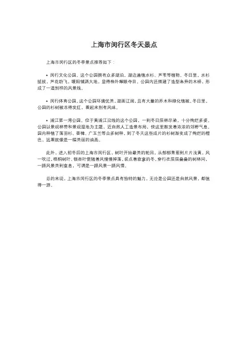 上海市闵行区冬天景点