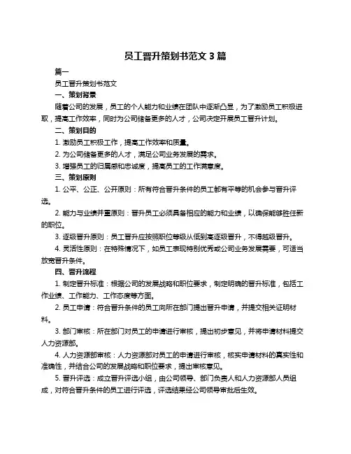 员工晋升策划书范文3篇
