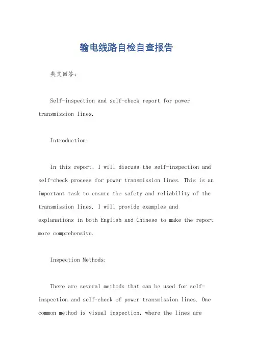 输电线路自检自查报告