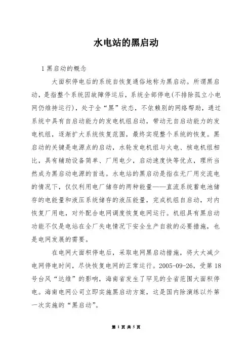 水电站的黑启动