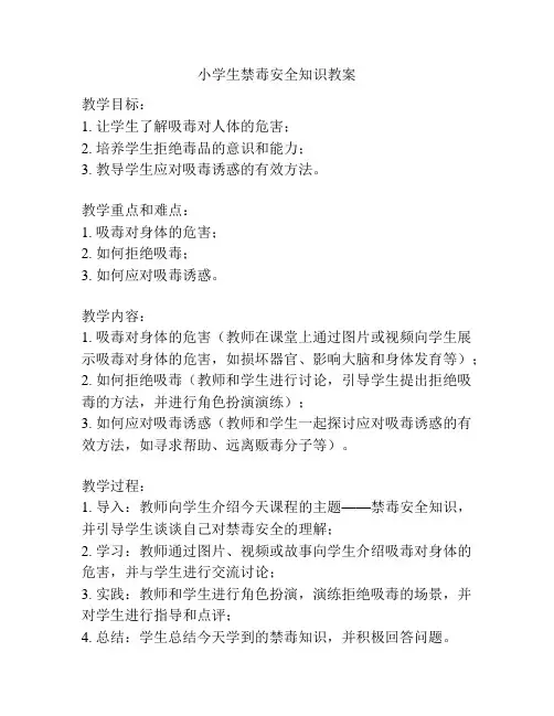 小学生禁毒安全知识教案