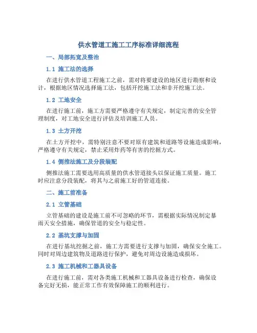 供水管道工施工工序标准详细流程