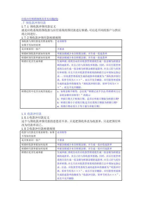 应收应付核销规则及常见问题