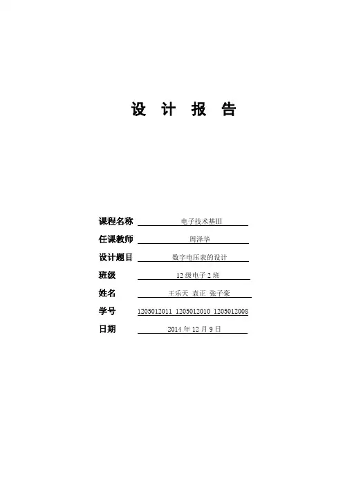 数字式电压表报告