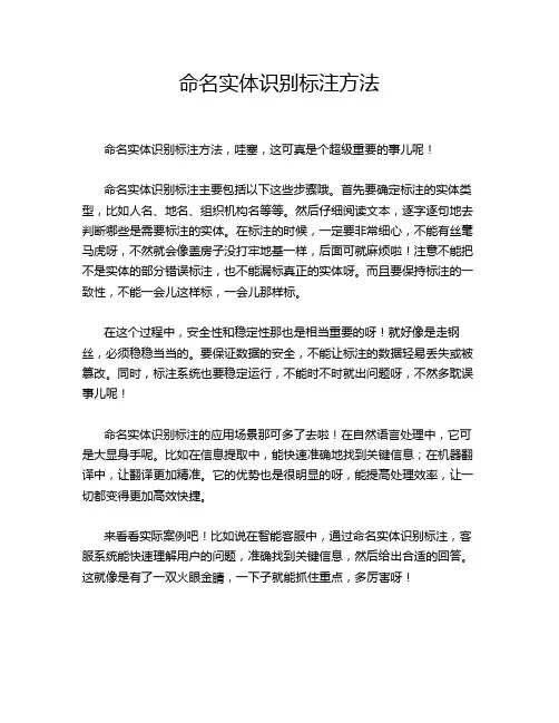 命名实体识别标注方法