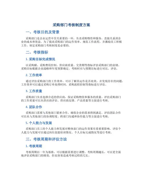 采购部门考核制度方案