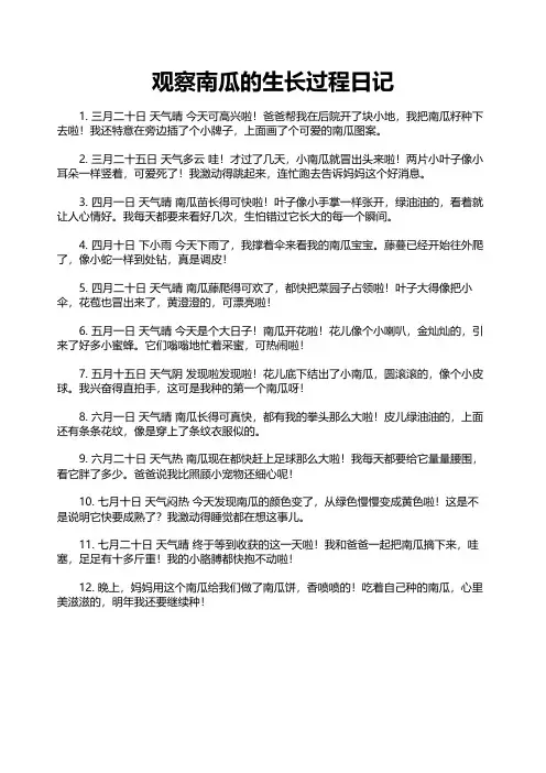 观察南瓜的生长过程日记