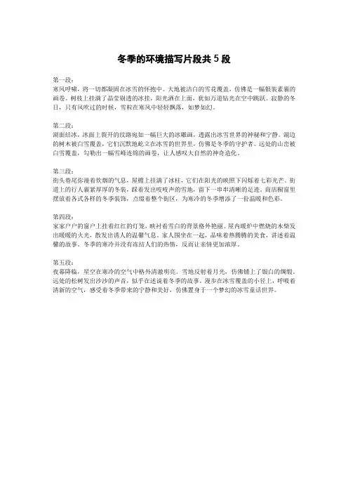 冬季的环境描写片段,摘抄