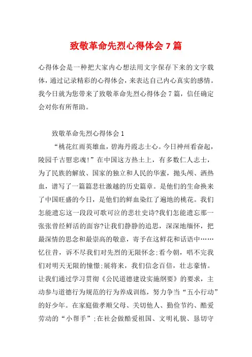 致敬革命先烈心得体会7篇