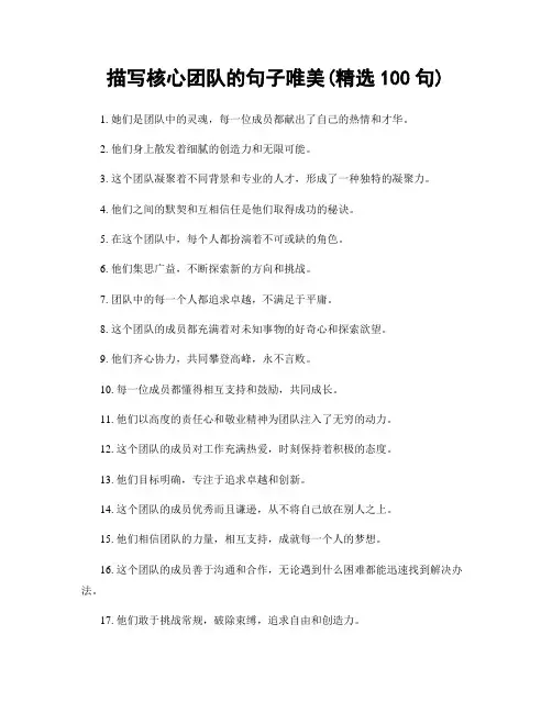 描写核心团队的句子唯美(精选100句)