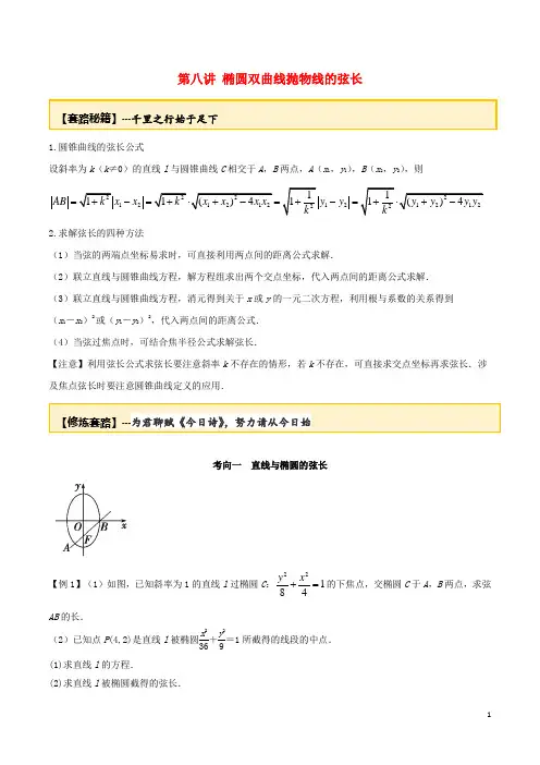 2020年高考数学一轮复习专题10.8椭圆双曲线抛物线的弦长练习(含解析)