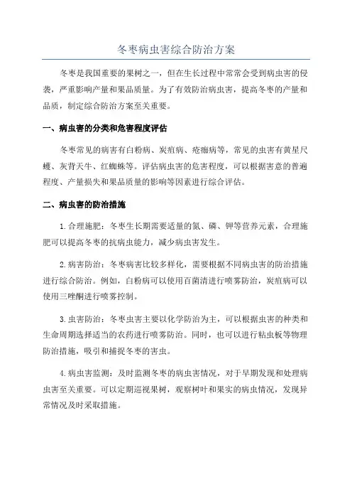 冬枣病虫害综合防治方案