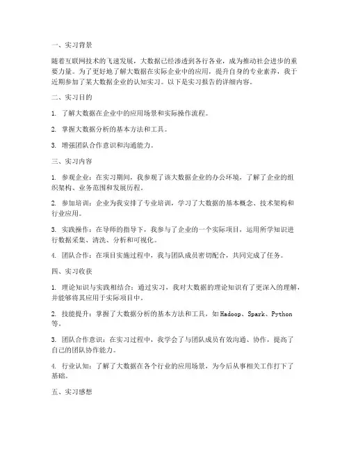 大数据企业认知实习报告