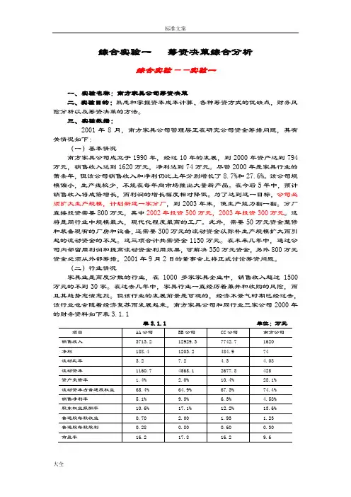 筹资决策综合分析报告