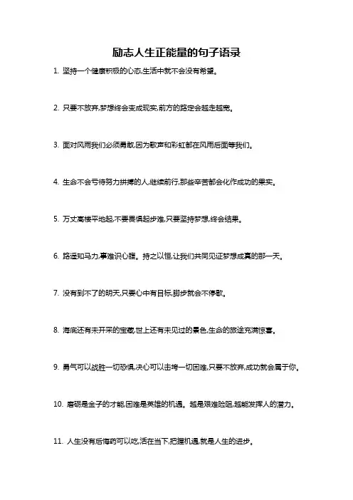 励志人生正能量的句子语录