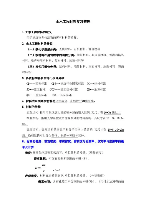 土木工程材料知识点整理