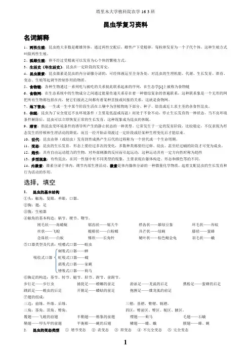 昆虫学复习资料