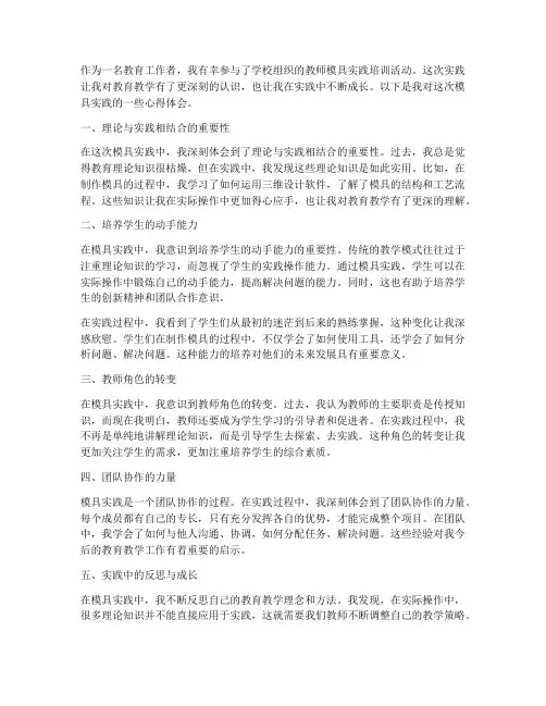 教师模具实践心得体会