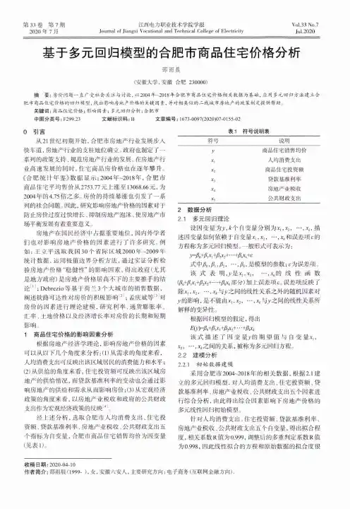 基于多元回归模型的合肥市商品住宅价格分析