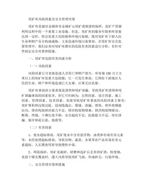 尾矿库危险因素及安全管理对策