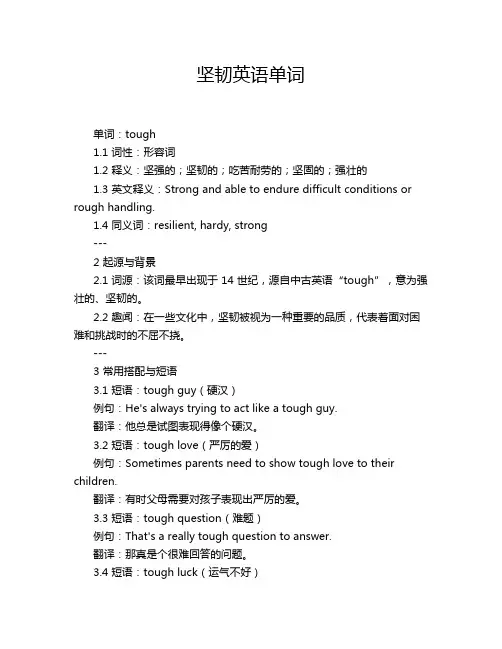 坚韧英语单词