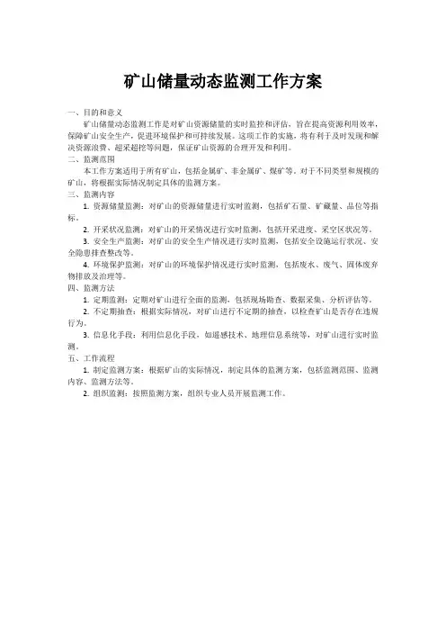 矿山储量动态监测工作方案