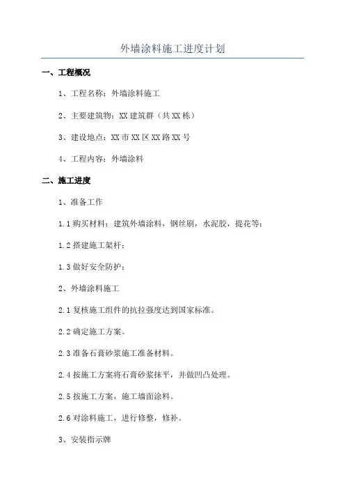 外墙涂料施工进度计划