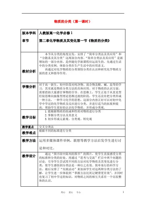 物质的分类教案