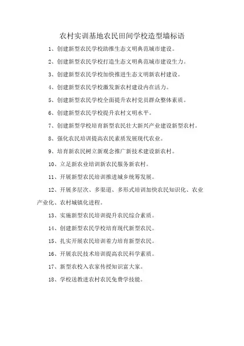 农村实训基地农民田间学校造型墙标语
