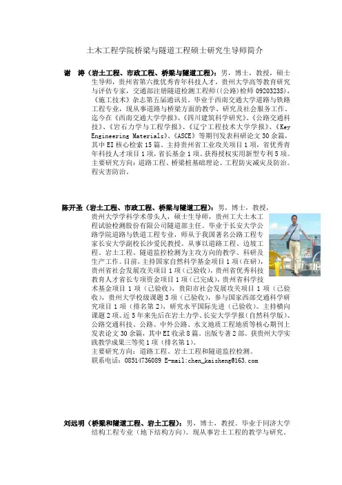 桥梁与隧道工程导师