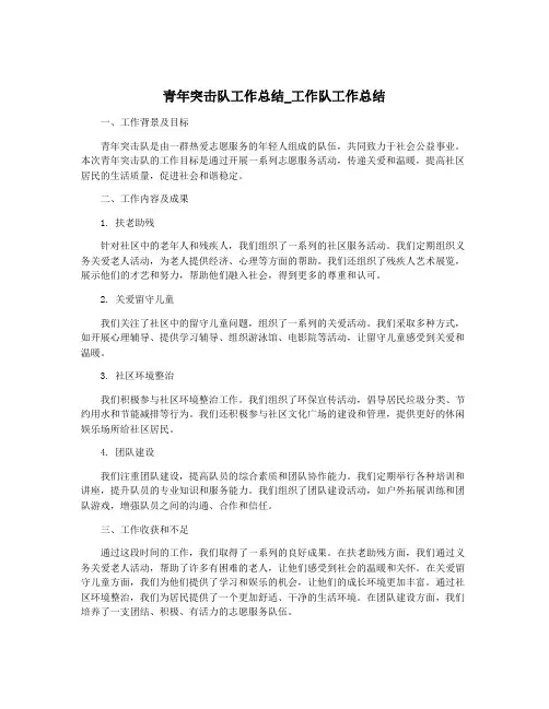 青年突击队工作总结_工作队工作总结