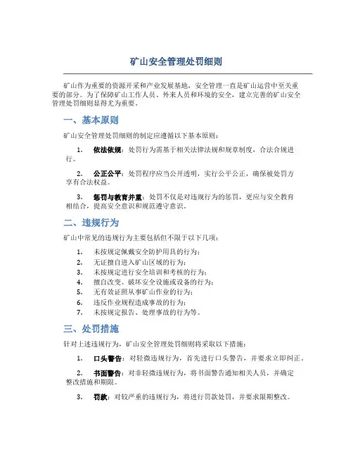 矿山安全管理处罚细则