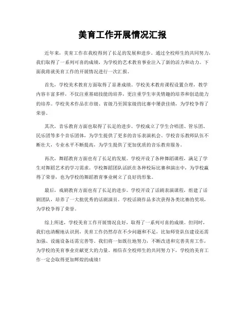 美育工作开展情况汇报