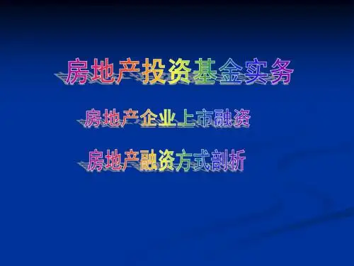 国内外房地产基金模式与融资方式分析及基础讲诉