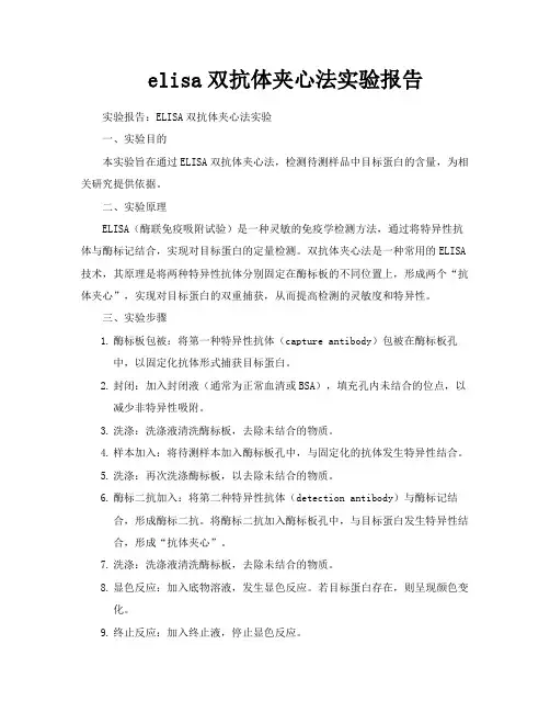 elisa双抗体夹心法实验报告