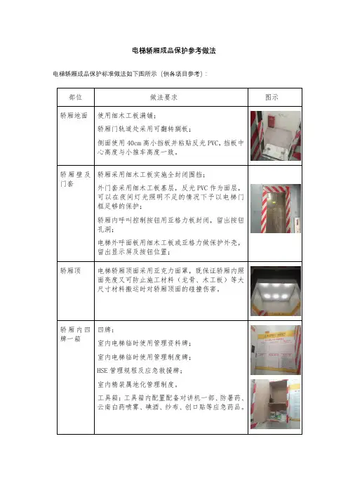 电梯轿厢成品保护参考做法