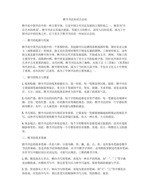 楷书书法知识点总结