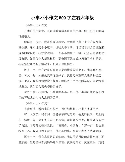 小事不小作文500字左右六年级