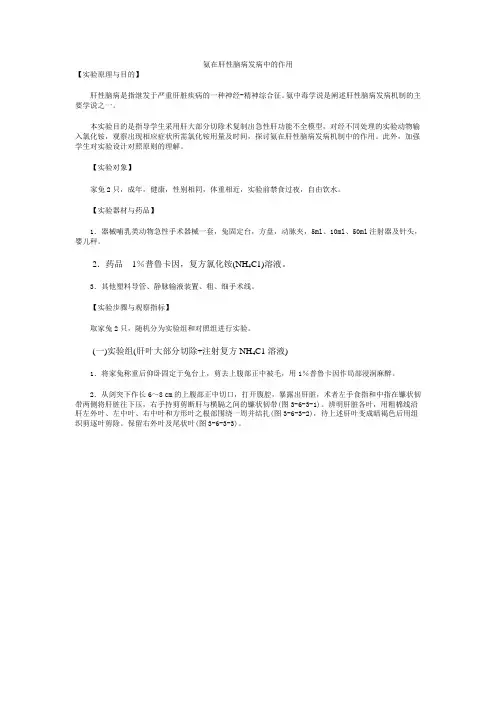 氨在肝性脑病发病中的作用