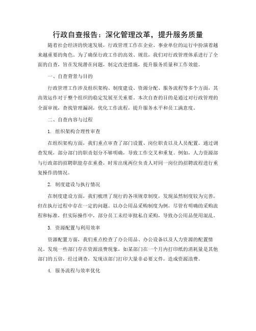 行政自查报告