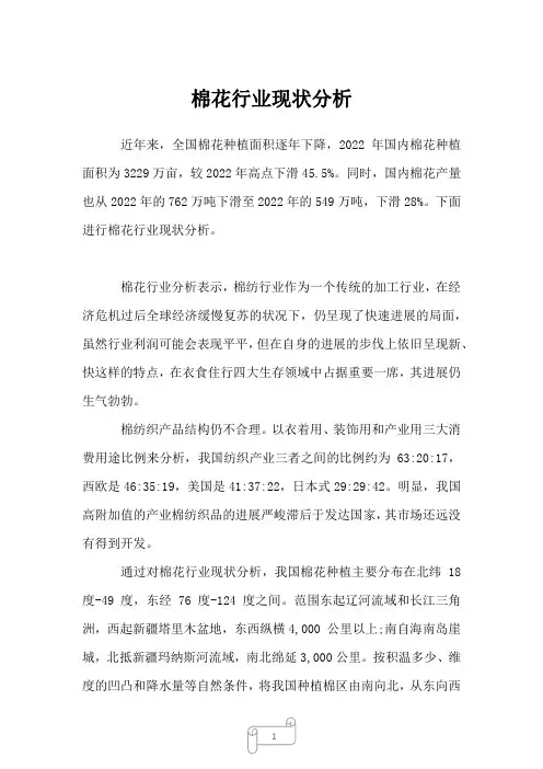 2023年棉花行业现状分析2