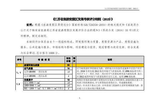江苏省旅游度假区发展考核评分细则