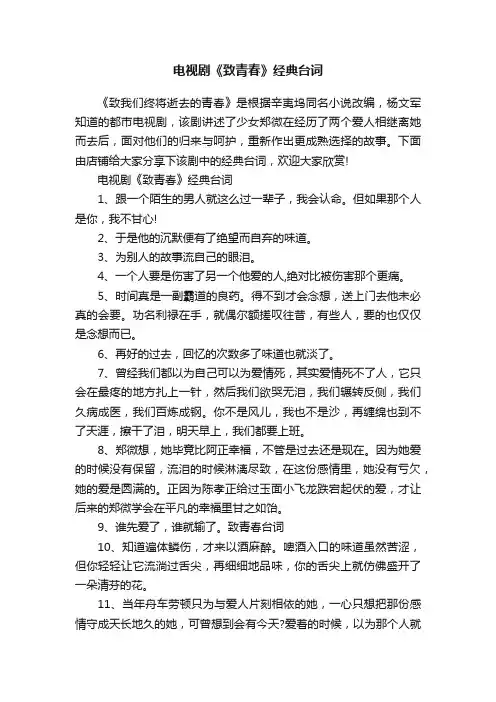 电视剧《致青春》经典台词