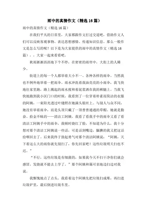 雨中的真情作文(16篇)