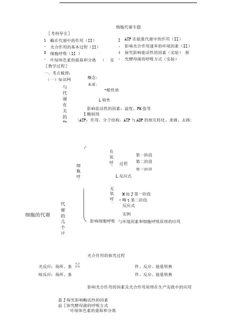 人教版细胞代谢专题.doc