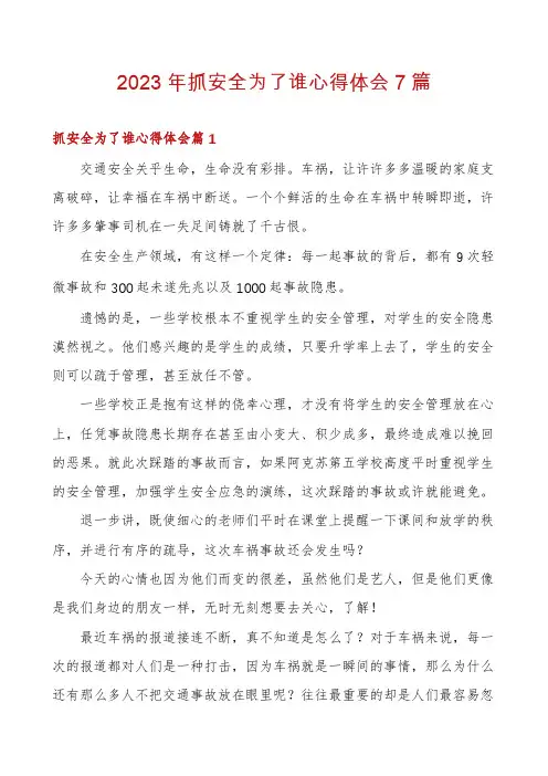 2023年抓安全为了谁心得体会7篇