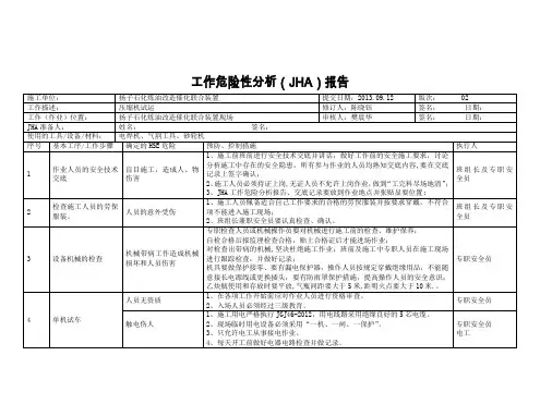 压缩机工作危险性分析(JHA)报告